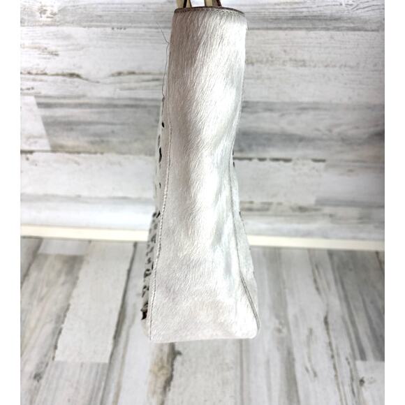 Pibra Women’s White Cutout Horsehair Italian Leather Handle Bag Boho Purse Rare - Picture 12 of 12